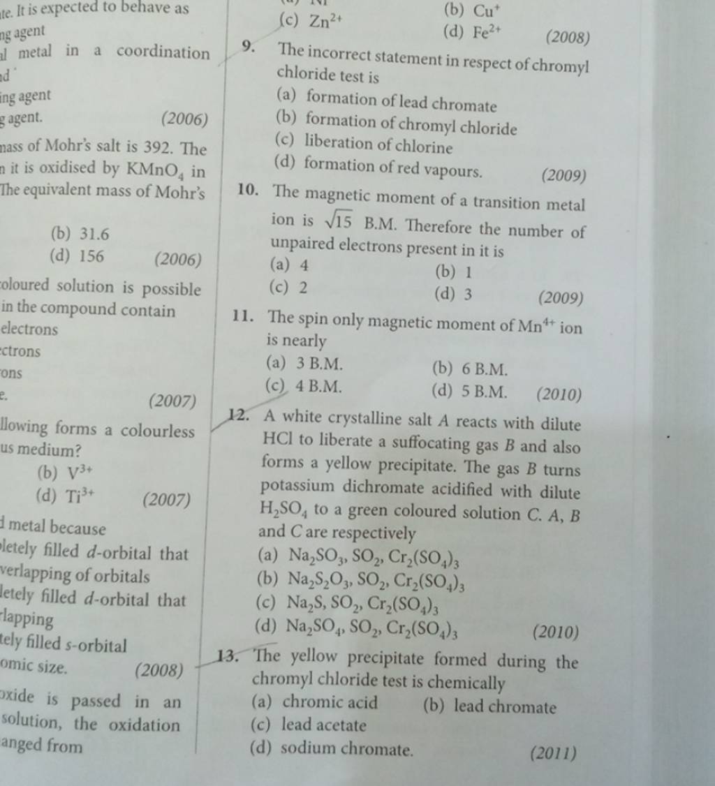 The yellow precipitate formed during the chromyl chloride test is chemica..