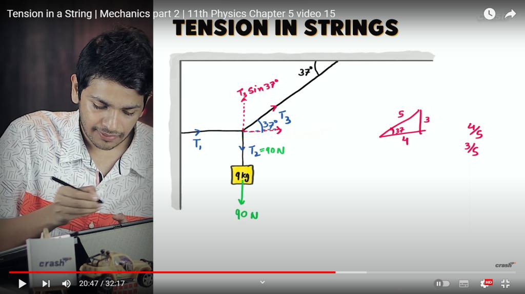 Tension in a String Mechanics part 2∣11 th Physics Chapter 5 video 15..