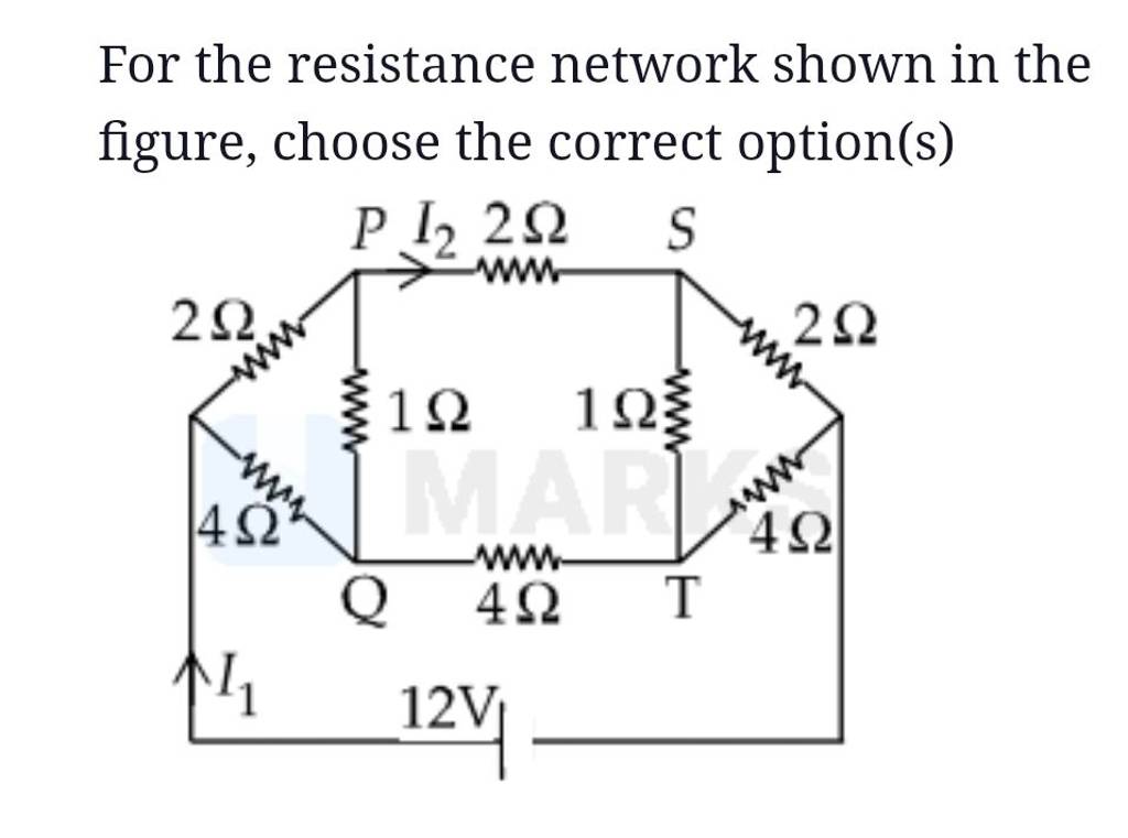 For the resistance network shown in the figure, choose the correct option..