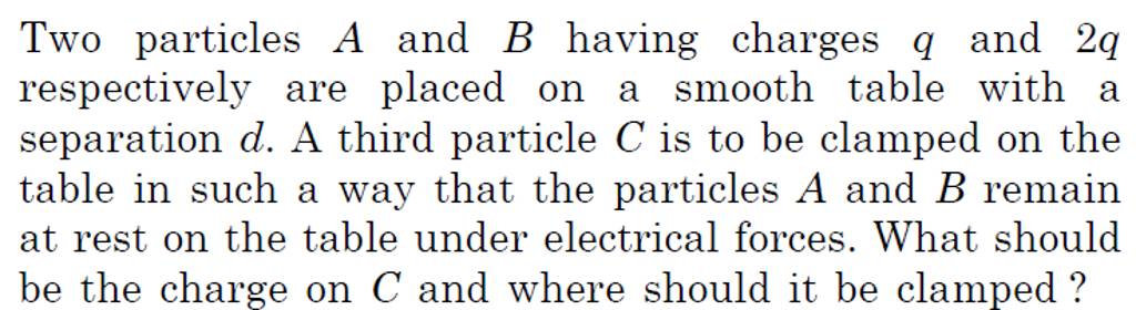 Two Particles A And B Having Charges Q And 2q Respectively Are Placed On