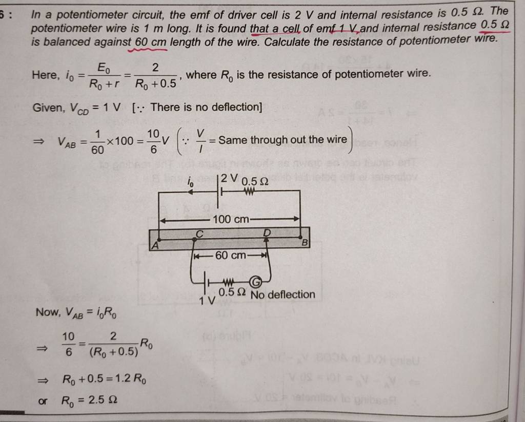 In a potentiometer circuit, the emf of driver cell is 2 V and internal re..