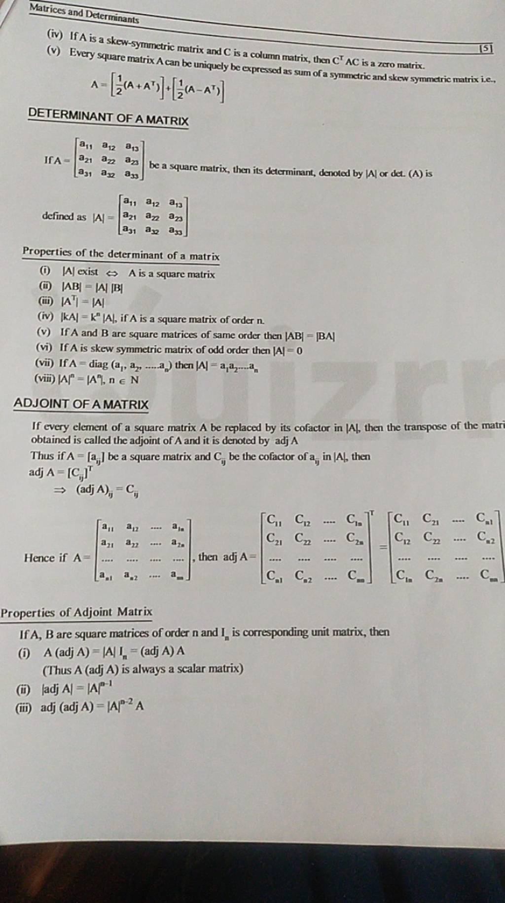 what is adjoint of square matrix
