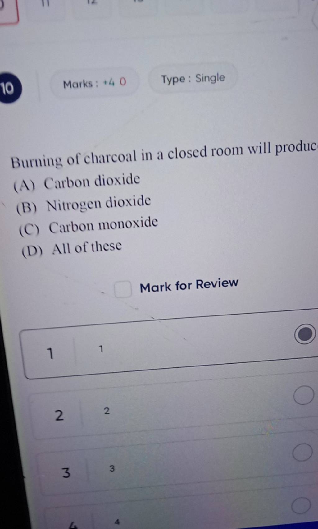 Marks 40 Type Single Burning of charcoal in a closed room will