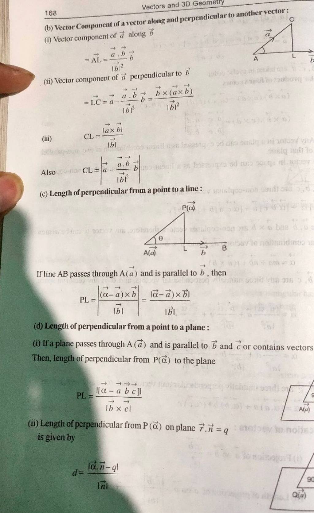 Vectors And 3D Geometry (b) Vector Component Of A Vector Along And Perpen..