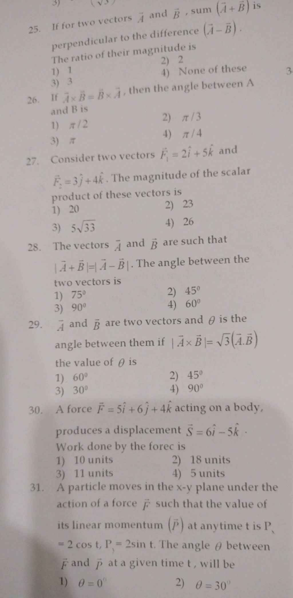 If For Two Vectors A And Bsumab Is Perpendicular To The Difference A 6751