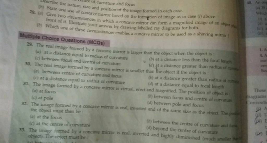 umstances enables a concave mirror to be used as a shaving mirror ? Multi..