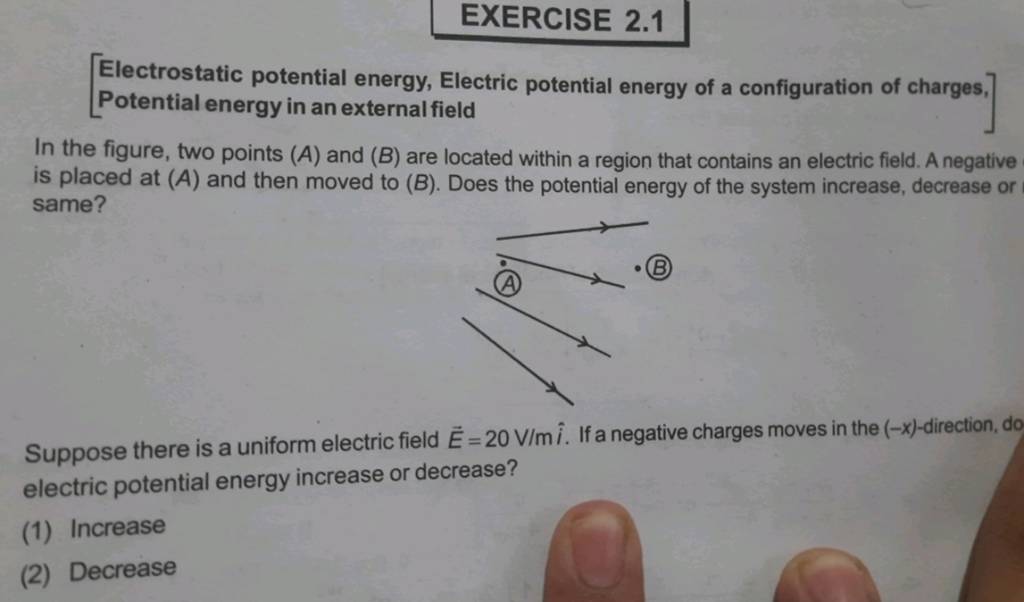 [Electrostatic potential energy, Electric potential energy of a configura..