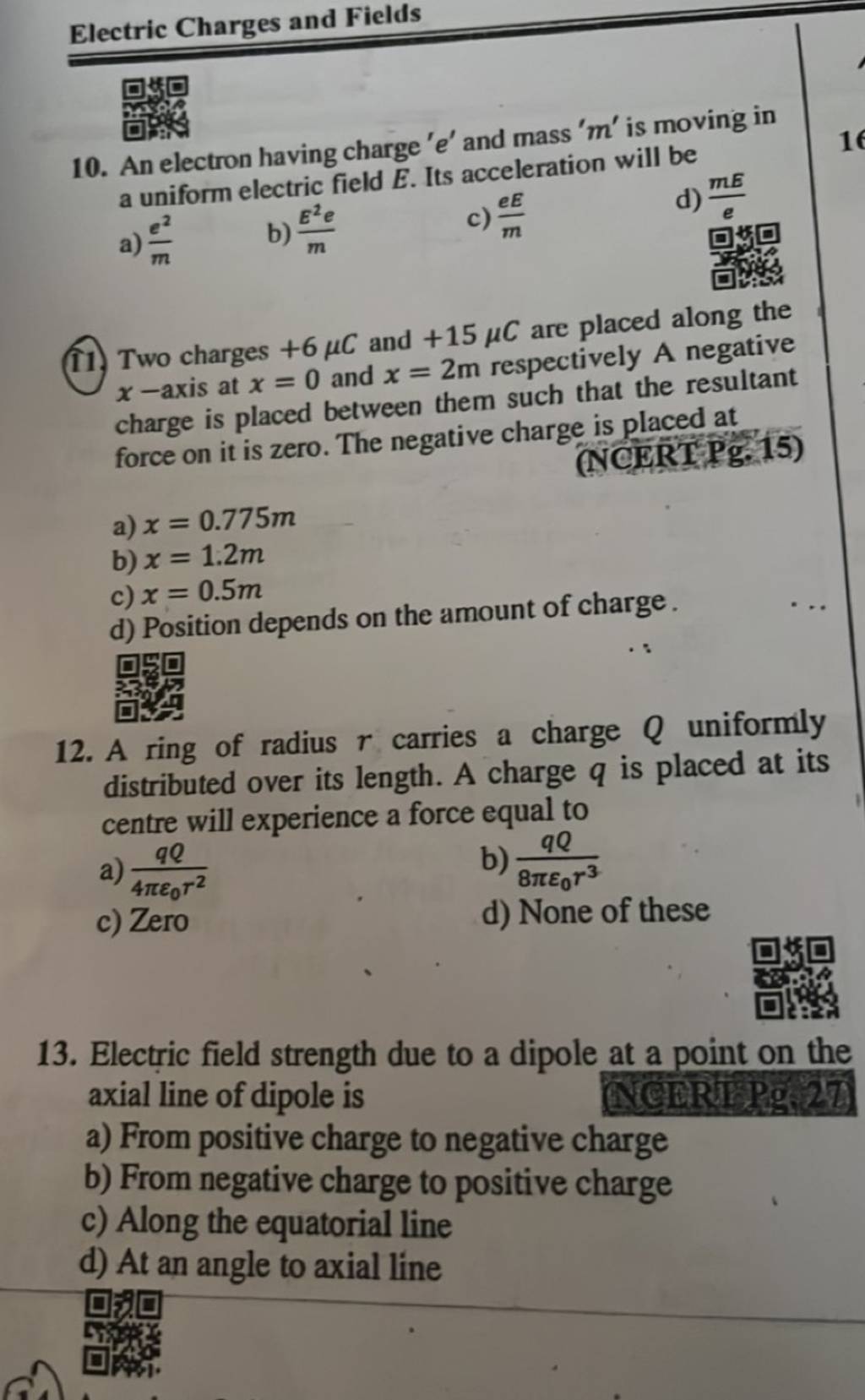 Electric field strength due to a dipole at a point on the axial line of d..