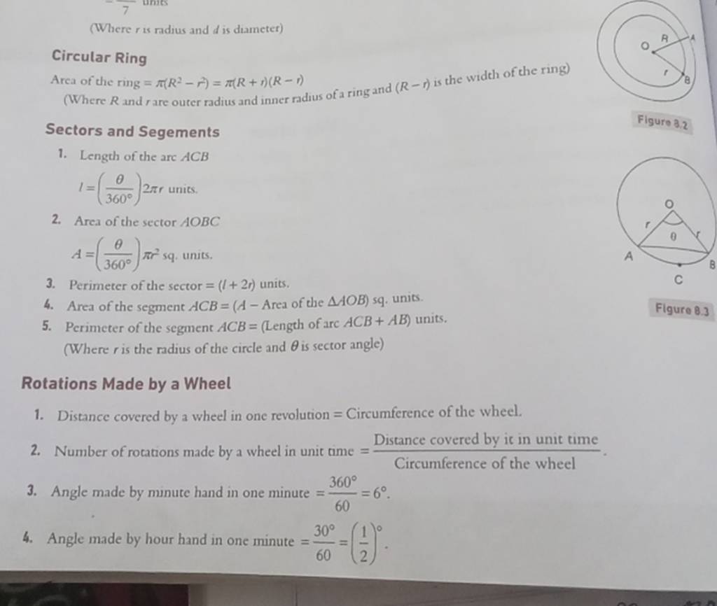 (Where r is radius and d is diameter) Circular Ring Area of the ring =π(R..
