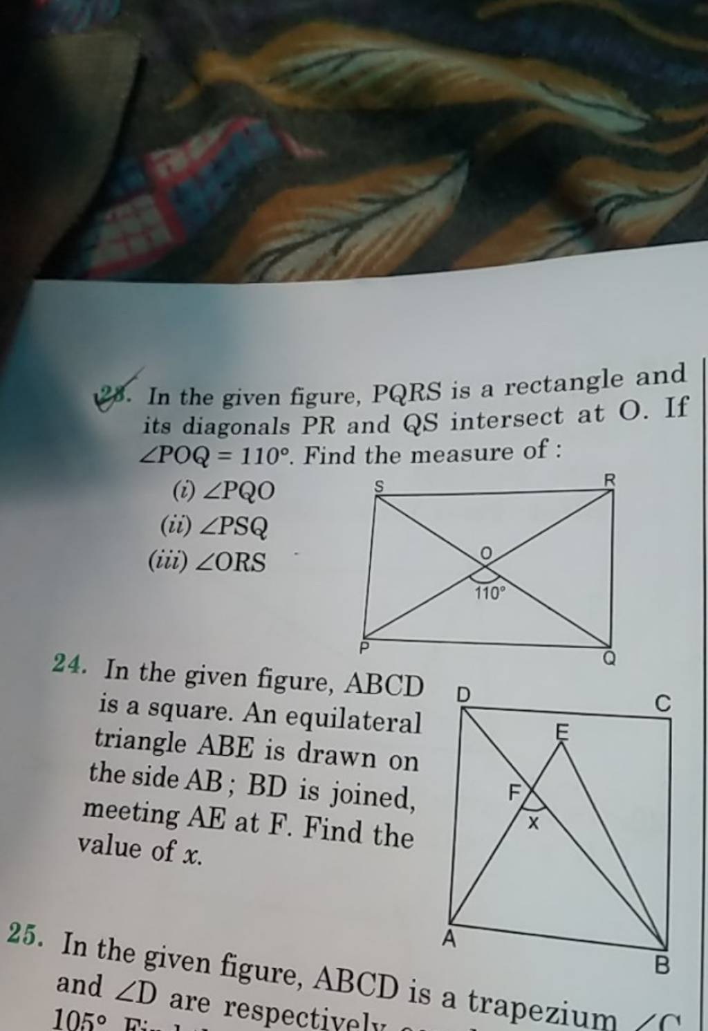 28 In The Given Figure PQRS Is A Rectangle And Its Diagonals PR And QS