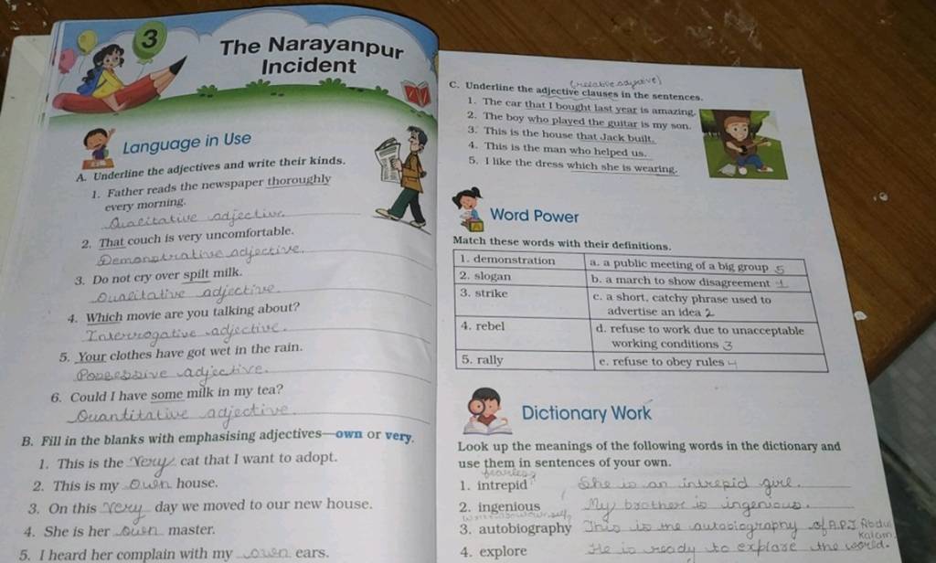 Underline the adjective (radive adywave) dive clauses in the sentences...