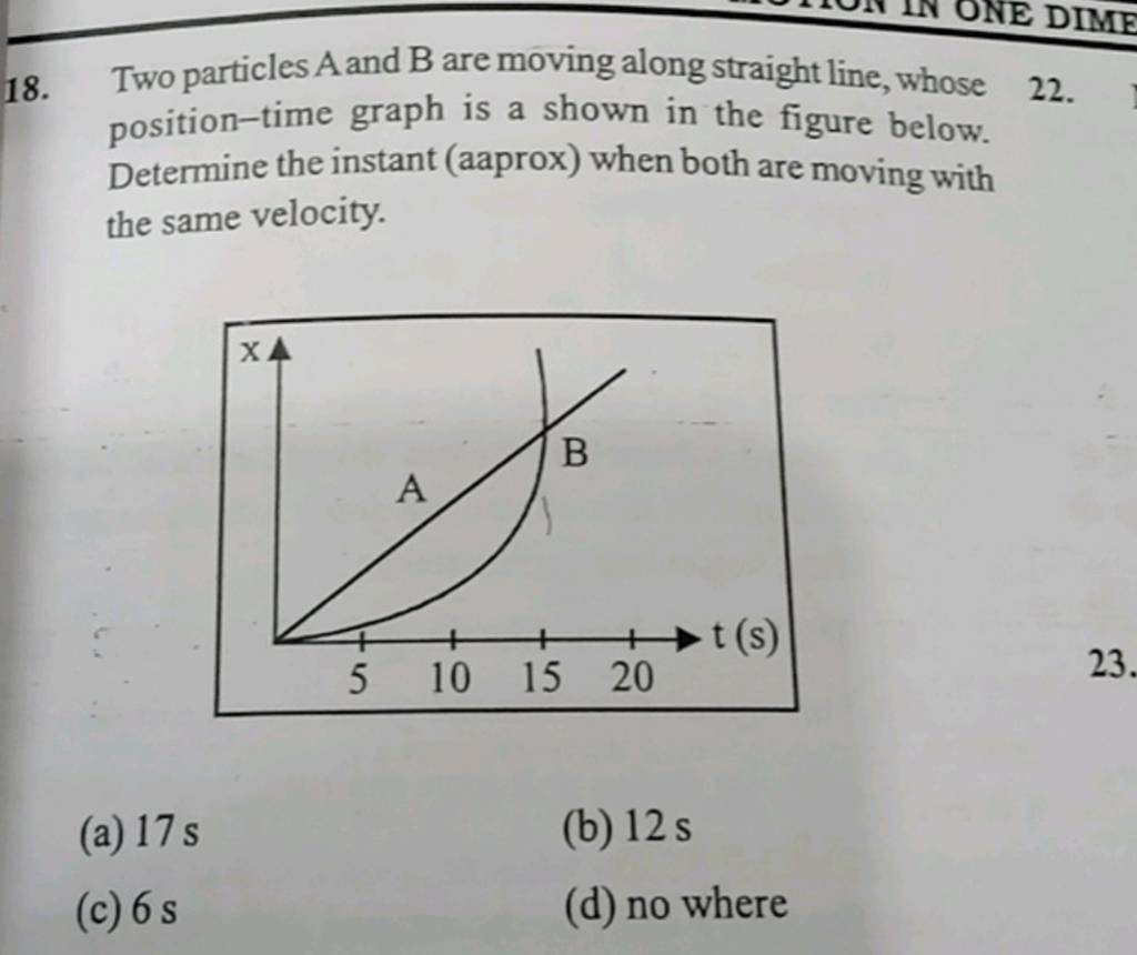 Two Particles A And B Are Moving Along Straight Line, Whose Position-time..