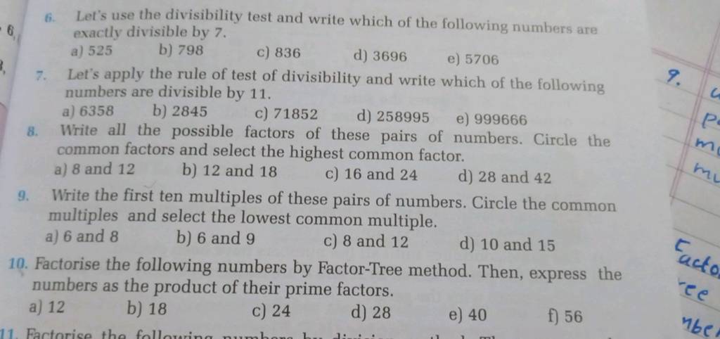 write the first ten multiples of 10 and 15 separately
