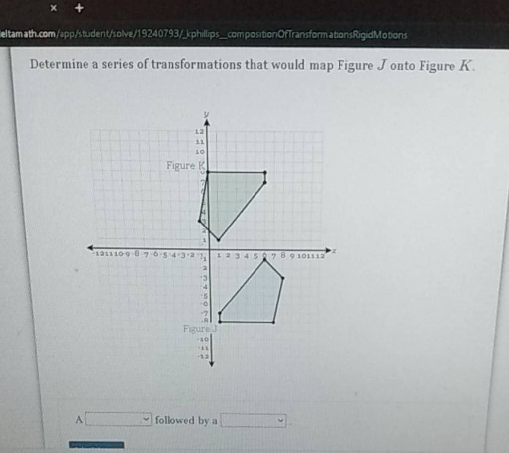 Determine a series of transformations that would map Figure J onto Figure..