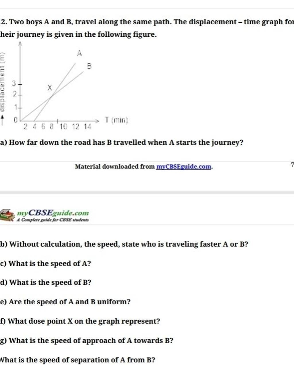 2. Two Boys A And B, Travel Along The Same Path. The Displacement - Time