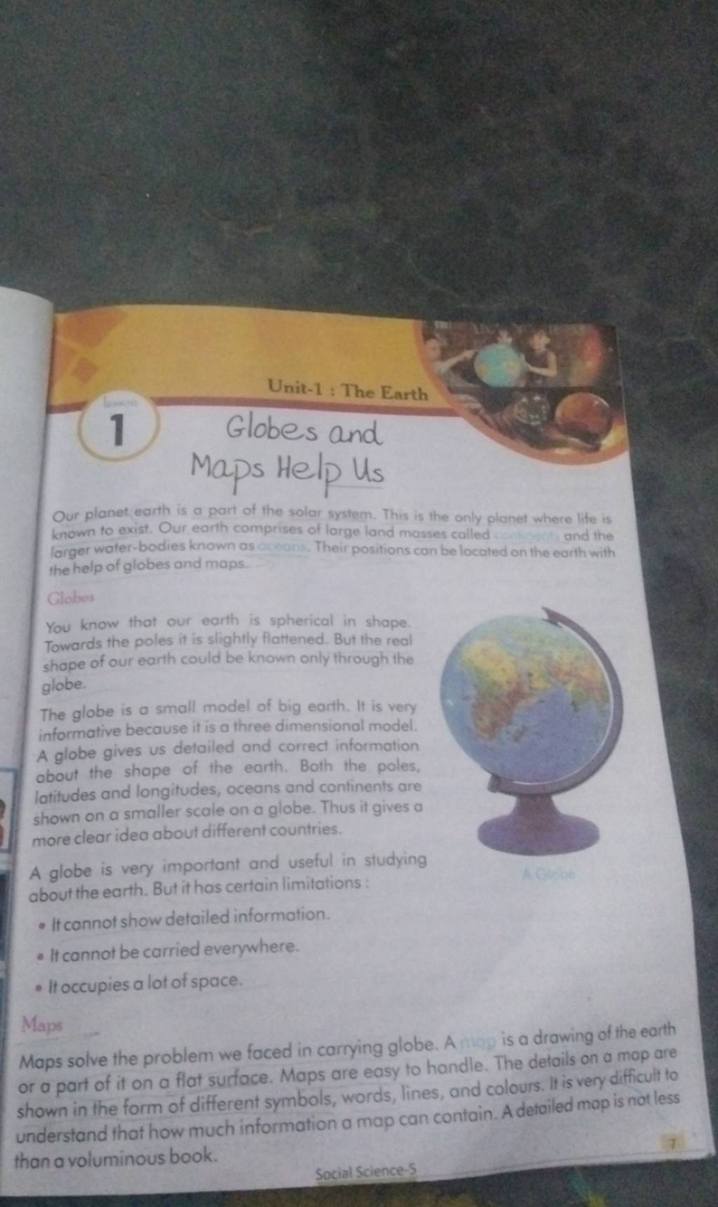 Unit1 The Earth 1 Globes and maps Help us Our earth is a part o..