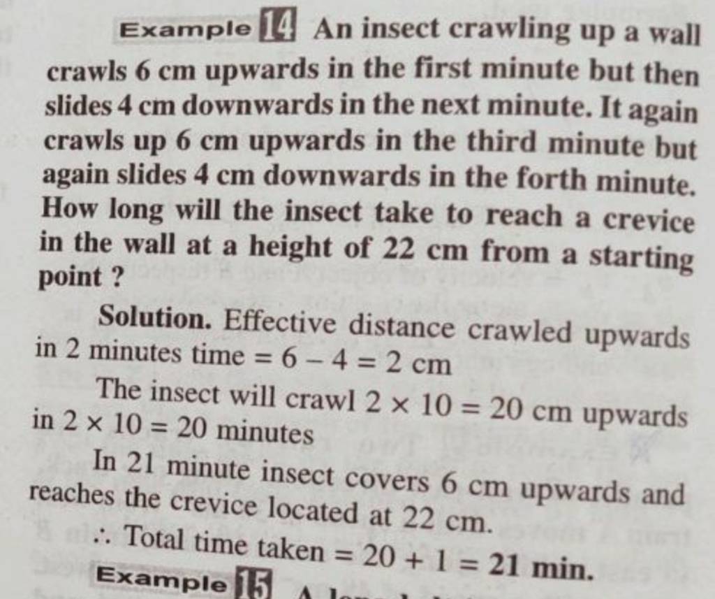 Example 14 An Insect Crawling Up A Wall Crawls 6 Cm Upwards In The First