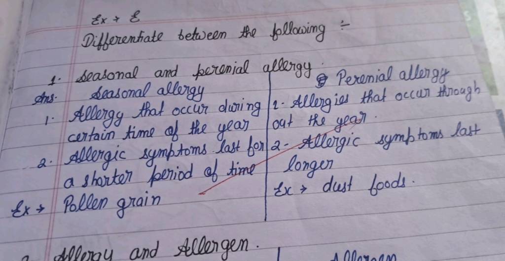 εx+ε Differentiate between the following 1. Seasonal and perennial alle..