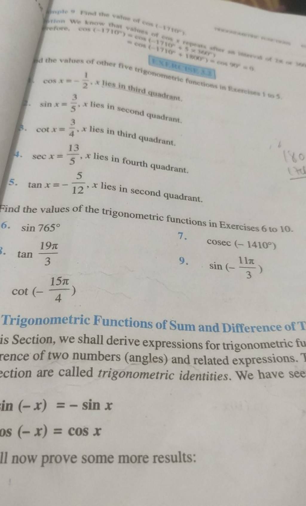 Fa The Values Of Other Five Trigonometric Functions In Eretelinen 1 To 5 fa-the-values-of-other-five-trigonometric-functions-in-eretelinen-1-to-5
