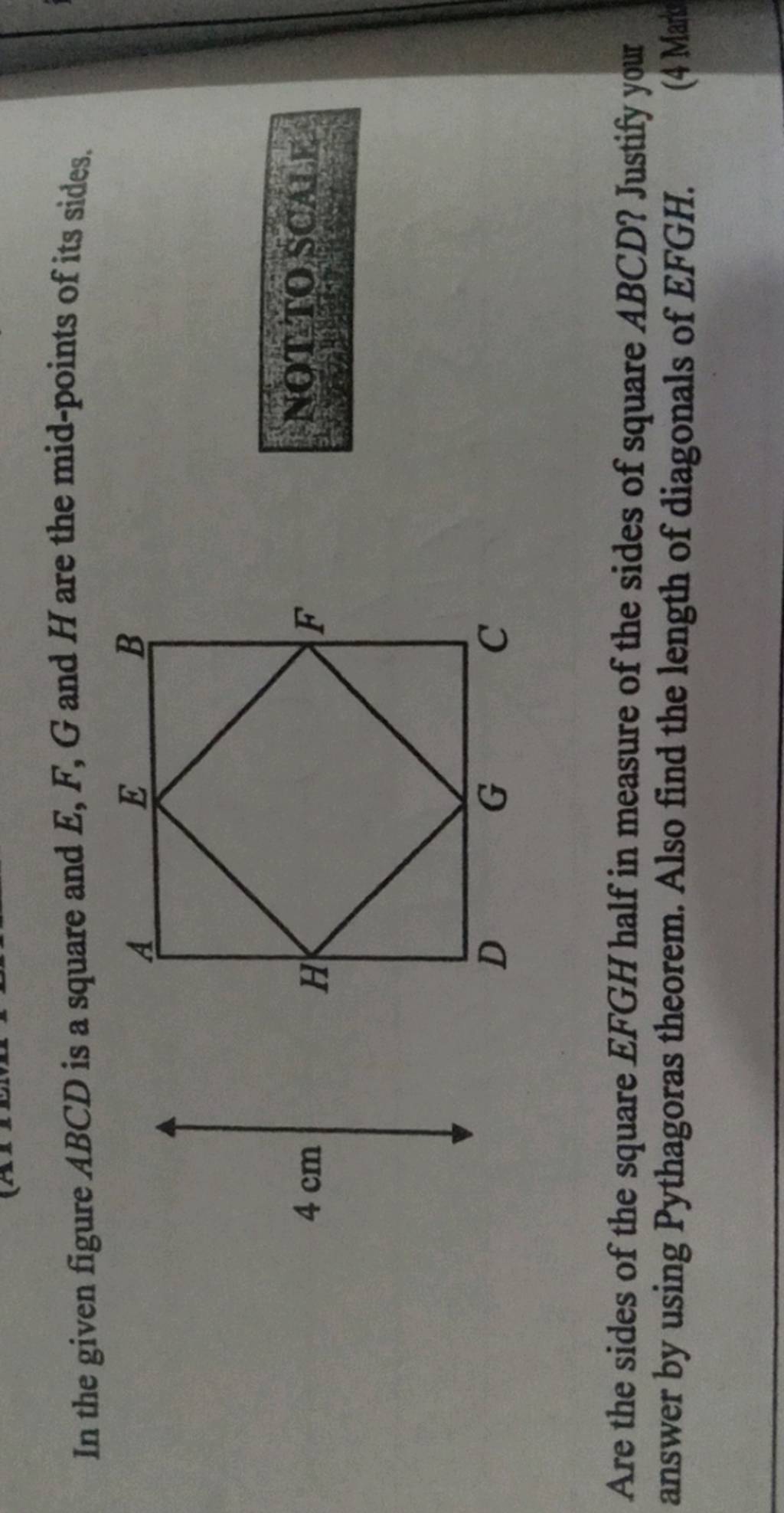 In The Given Figure Abcd Is A Square And Efg And H Are The Mid Points O 1091