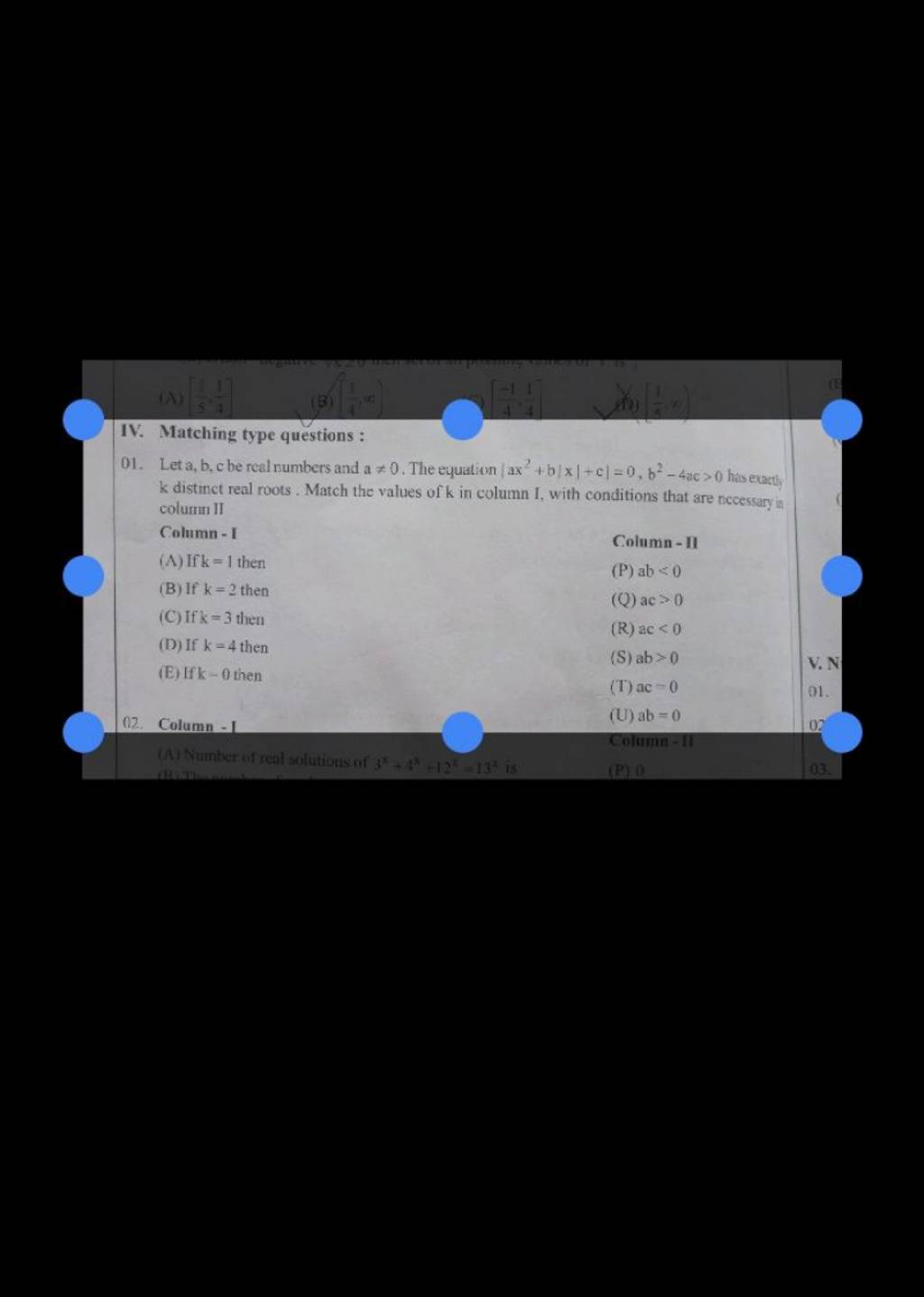 wh-iv-matching-type-questions-01-let-a-b-c-be-real-numbers-and-a-0