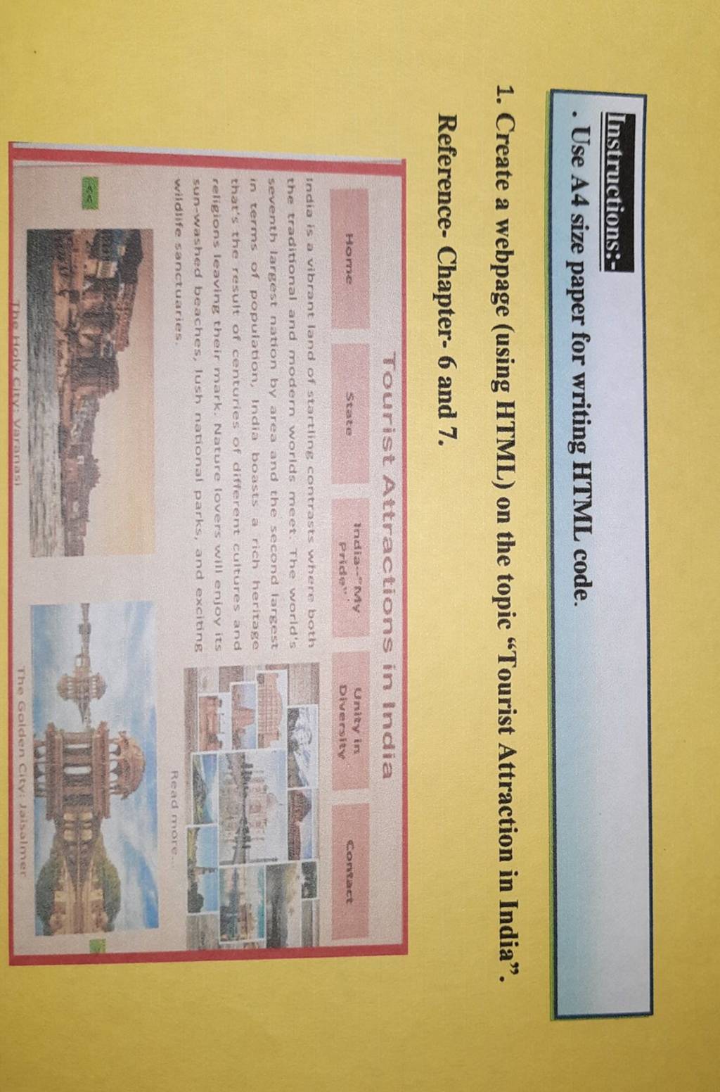 Instructions Use A4 Size Paper For Writing HTML Code 1 Create A Web 