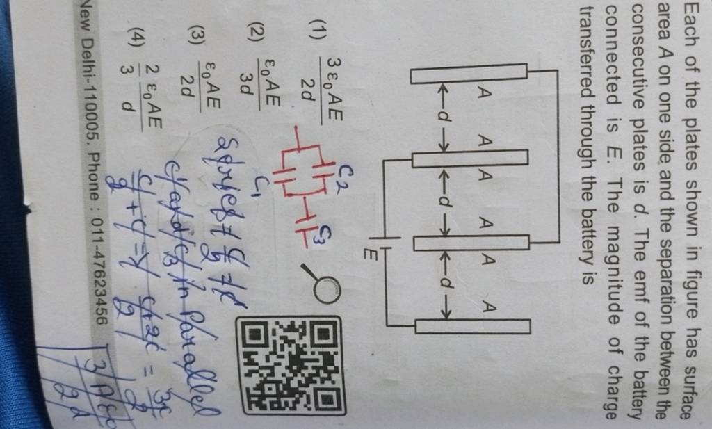 Each of the plates shown in figure has surface area A on one side and the..