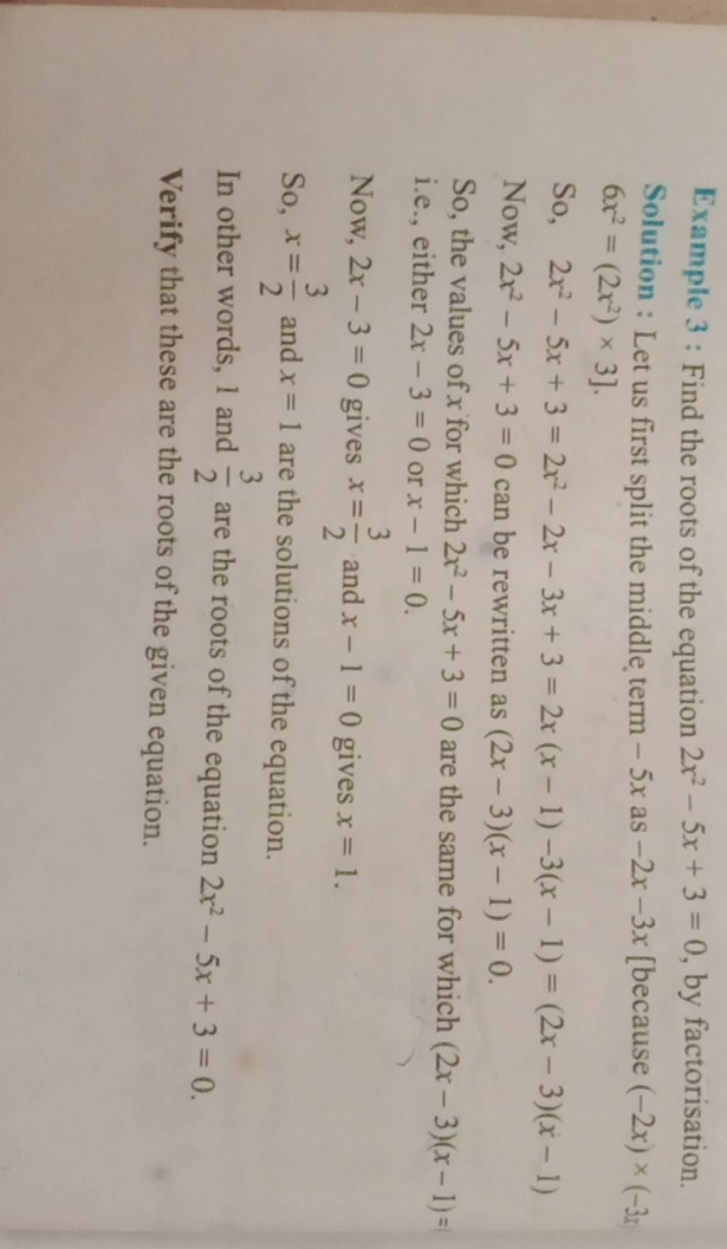 example-3-find-the-roots-of-the-equation-2x2-5x-3-0-by-factorisation