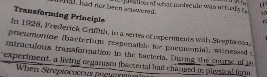 frederick griffith transforming principle experiment