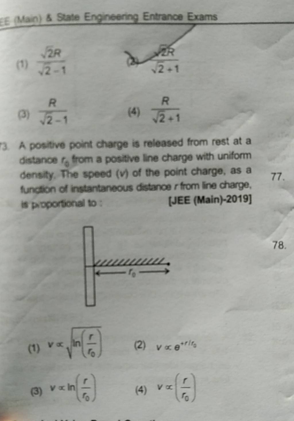 A positive point charge is released from rest at a distance r0 from a po..