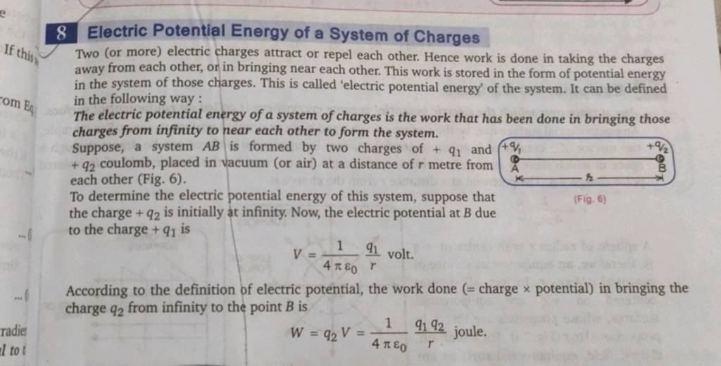 8 Electric Potential Energy of a System of Charges Two (or more) electric..