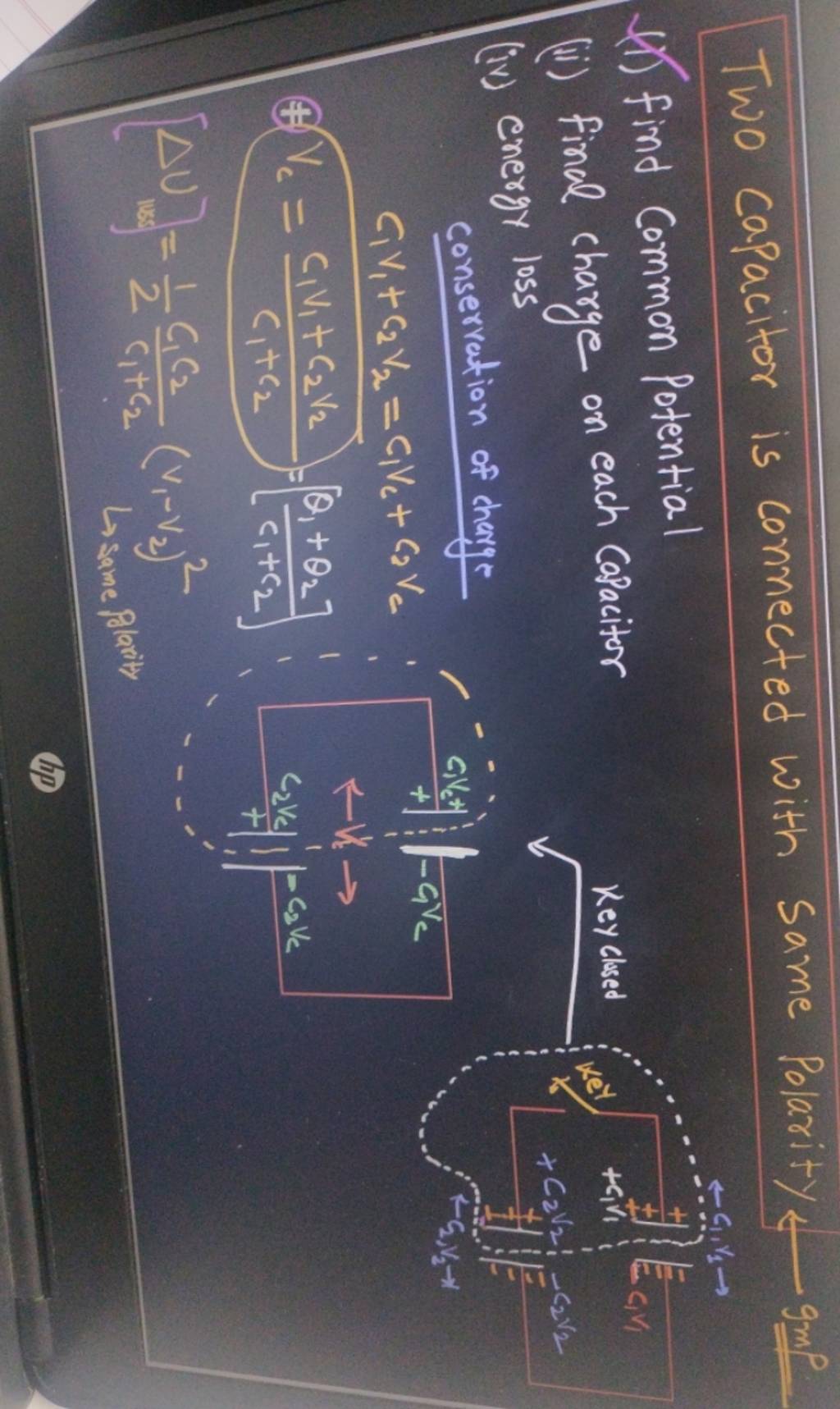 Two capacitor is connected with same Polarity gmp (1) find common Potent..