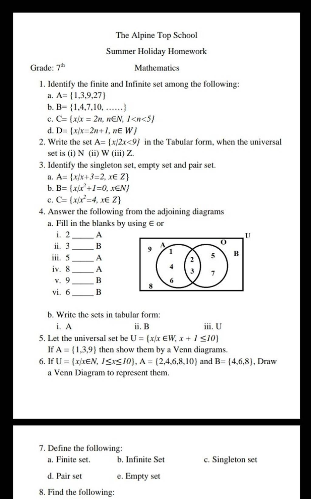 Write the set A={x/2x