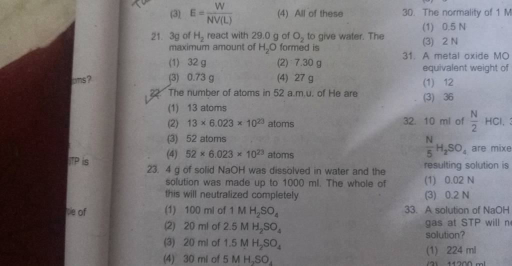 4 g of solid NaOH was dissolved in water and the solution was made up to