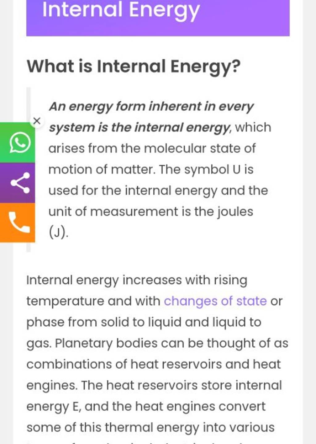 Internal energy what is internal energy an energy form inherent in every 