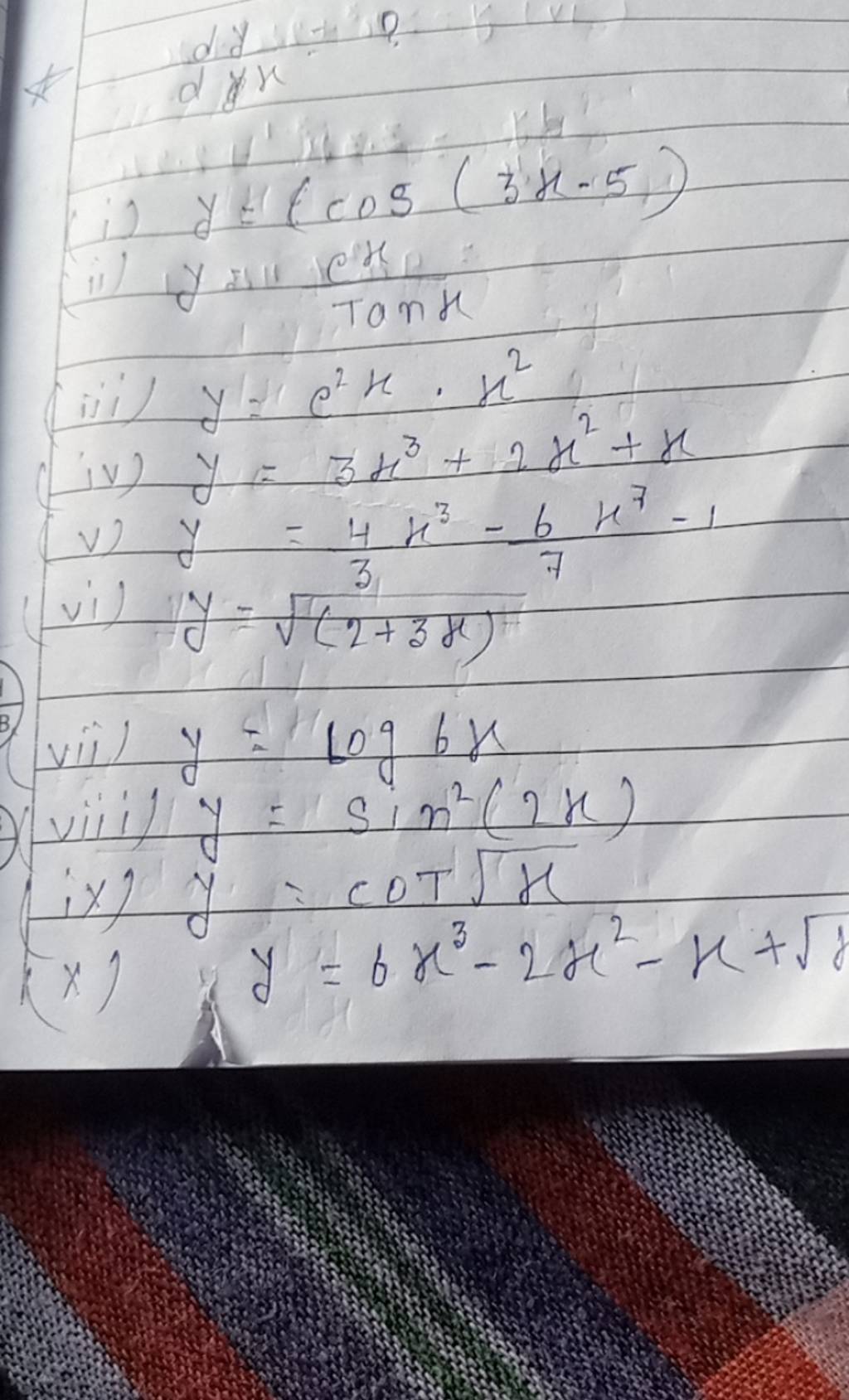 Dyxdy 0 I Y cos 3x 5 Iii Y e2x x2 iv Y 3x3 2x2 x V Y 34 X3 76 X7 dyxdy-0-i-y-cos-3x-5-iii-y-e2x-x2-iv-y-3x3-2x2-x-v-y-34-x3-76-x7