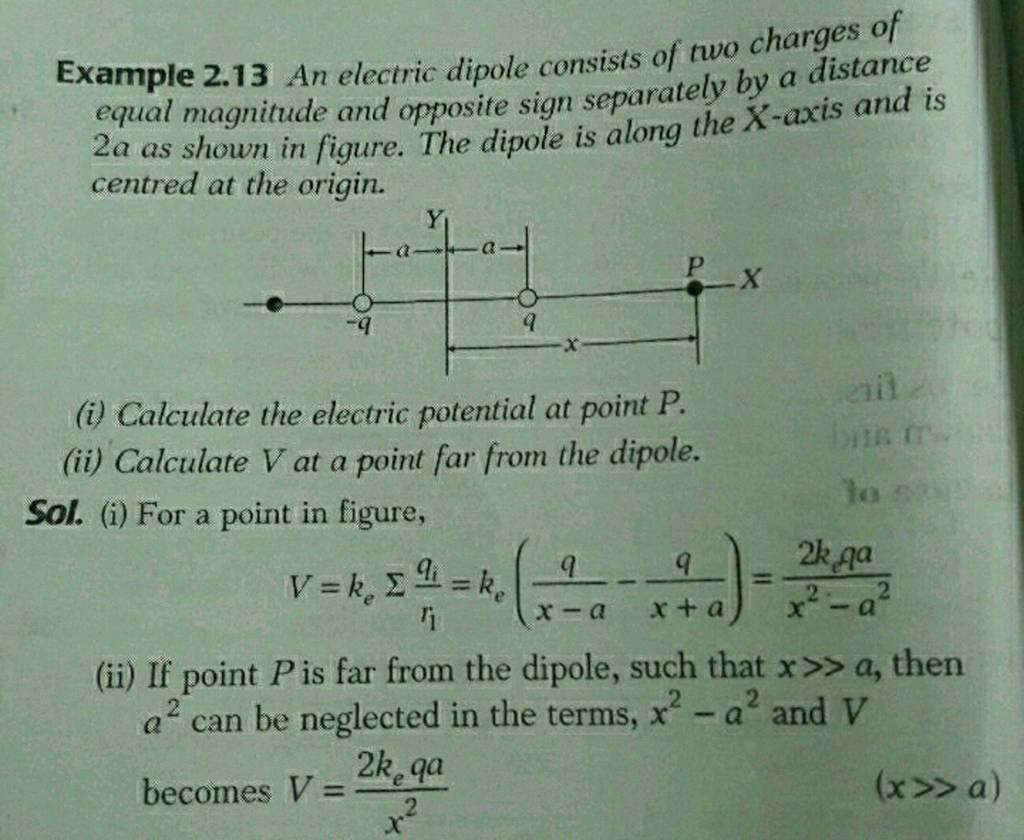 Example An Electric Dipole Consists Of Two Charges Of Equal Magnitud