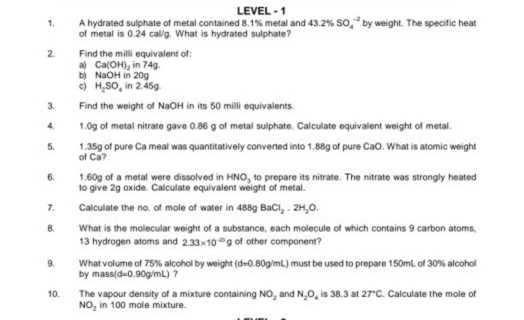 LEVEL 1 1 A Hydrated Sulphate Of Metal Contained 8 1 Metal And 43 2 S level-1-1-a-hydrated-sulphate-of-metal-contained-8-1-metal-and-43-2-s