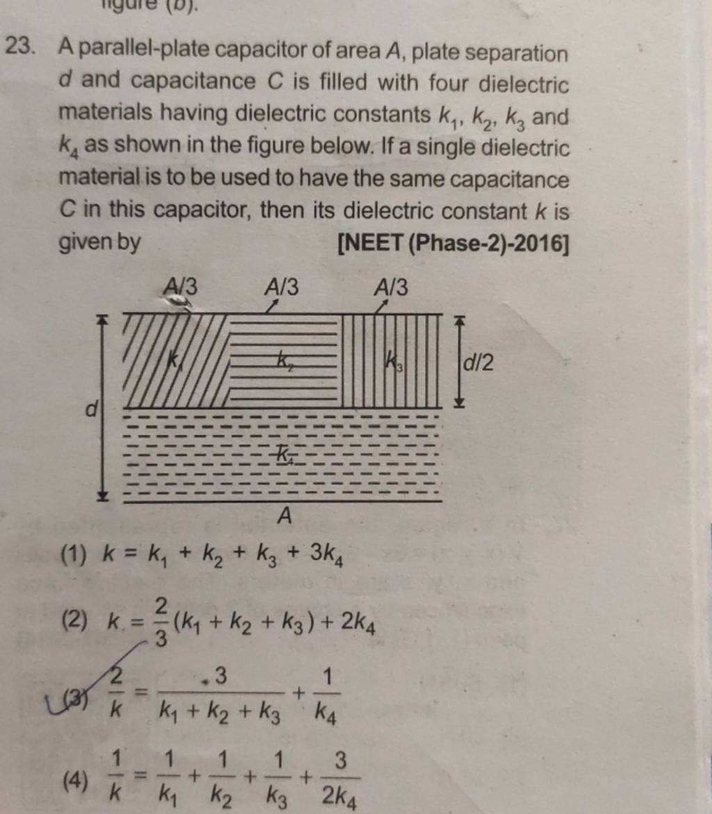 23. A parallelplate capacitor of area A, plate separation d and capacita..