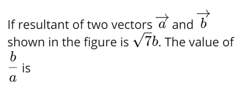 If Resultant Of Two Vectors A And B Shown In The Figure Is 7 B The Value 0643