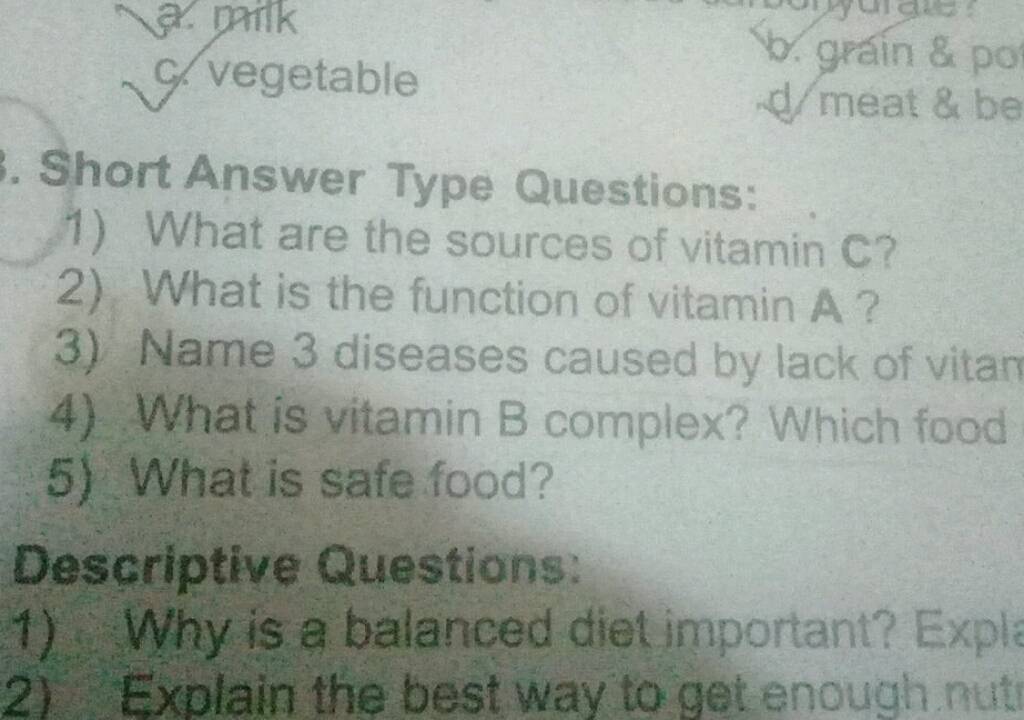 daik-c-vegetable-short-answer-type-questions-filo