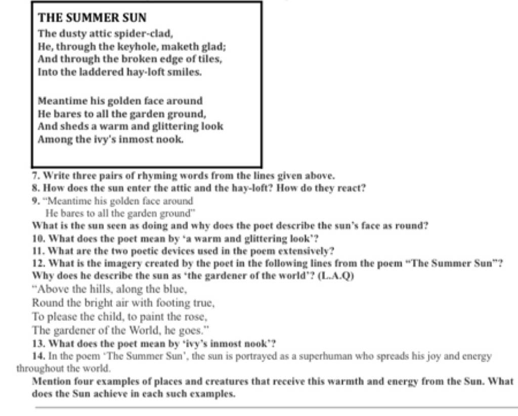 imagery poems about summer