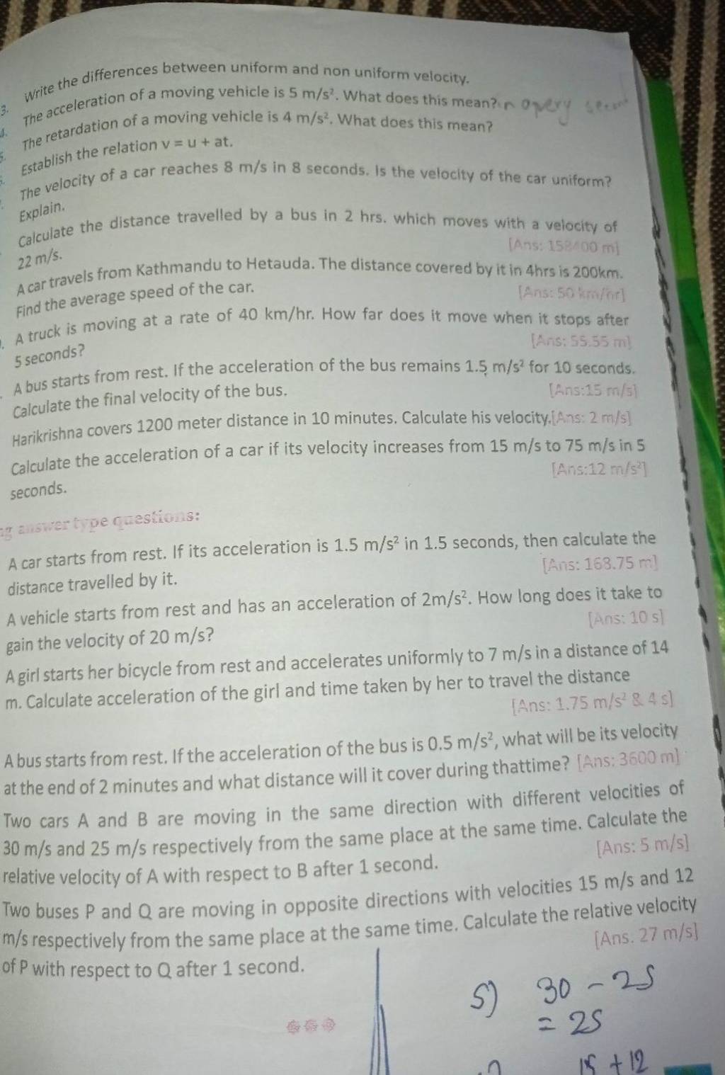 write-the-differences-between-uniform-and-non-uniform-velocity-the-accel