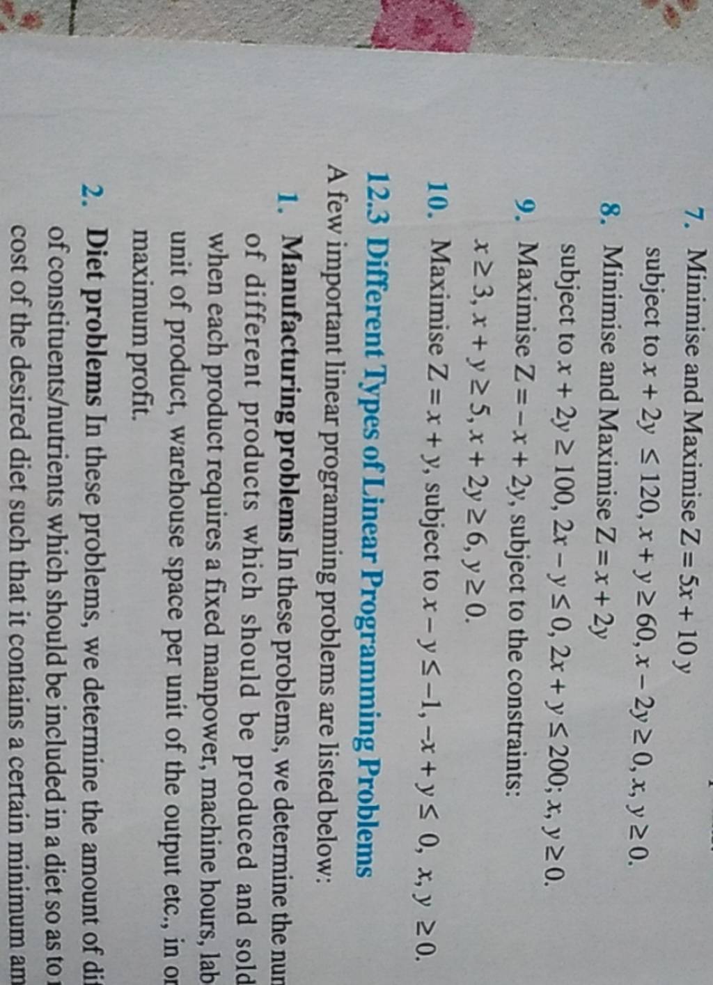 Paket 120 X 60 X 60 Cm 7. Minimise and Maximise Z=5x+10y subject to x+2y≤120,x+y≥60,x−2y≥0,x,y≥..