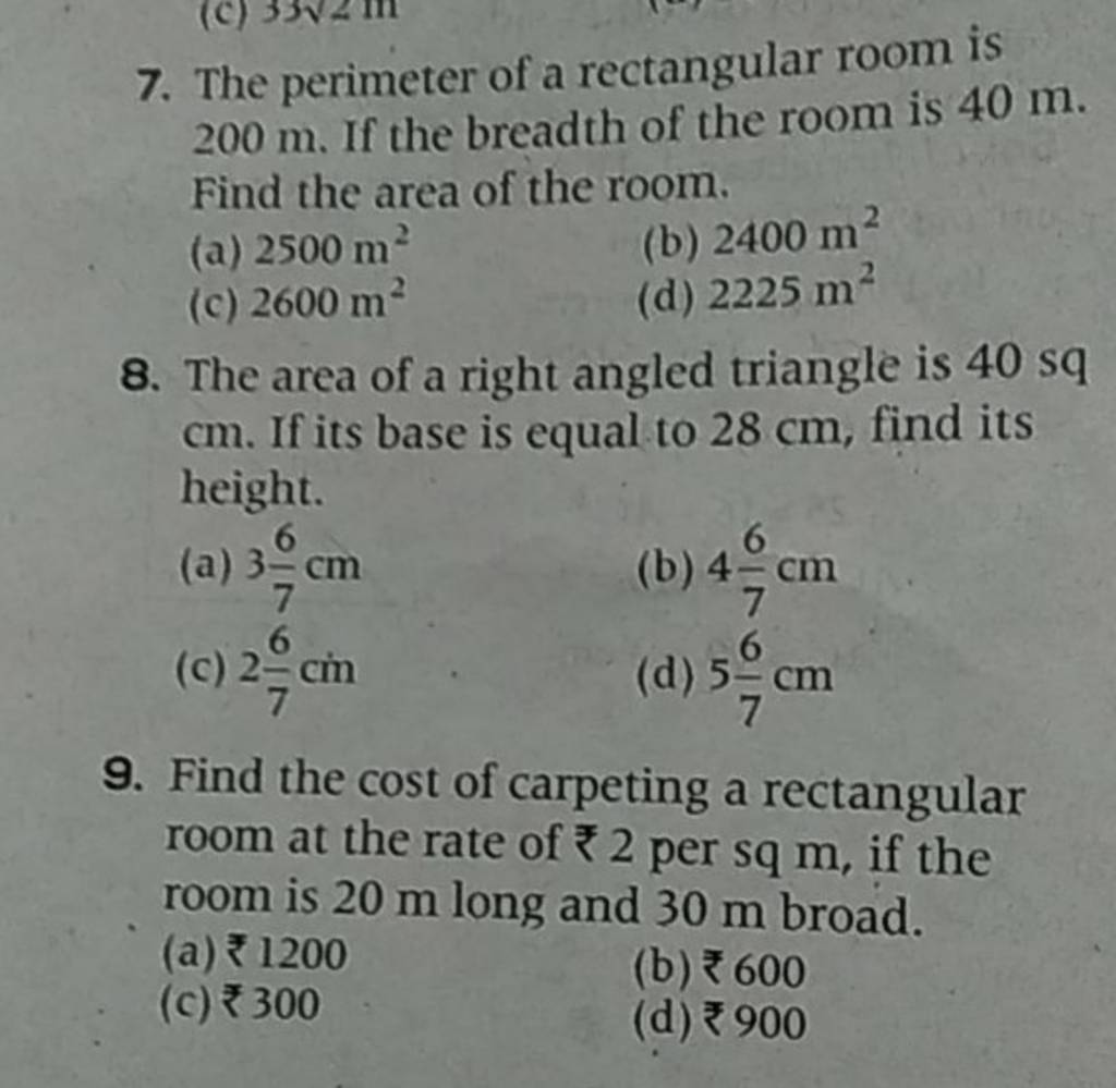 The Area Of A Right Angled Triangle Is 40sq Cm If Its Base Is Equal To 2 the-area-of-a-right-angled-triangle-is-40sq-cm-if-its-base-is-equal-to-2