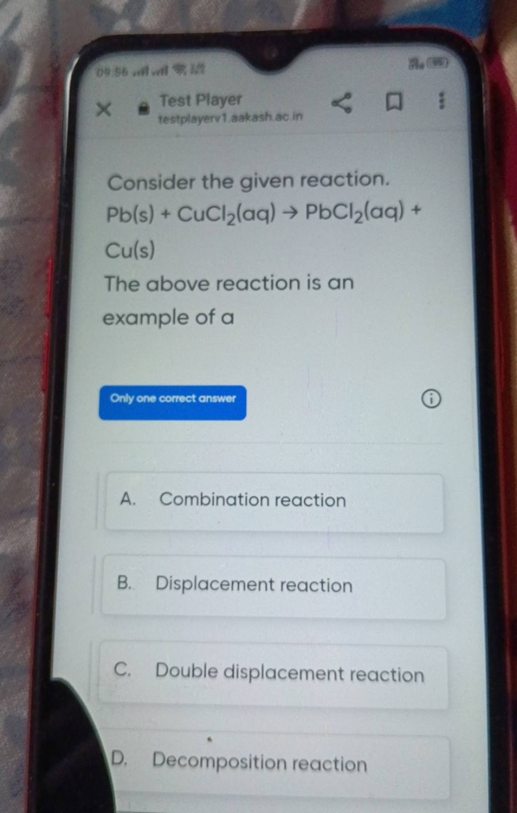Test Player testplayerv1 aakash ac in Consider the given reaction. Pb(s)+..