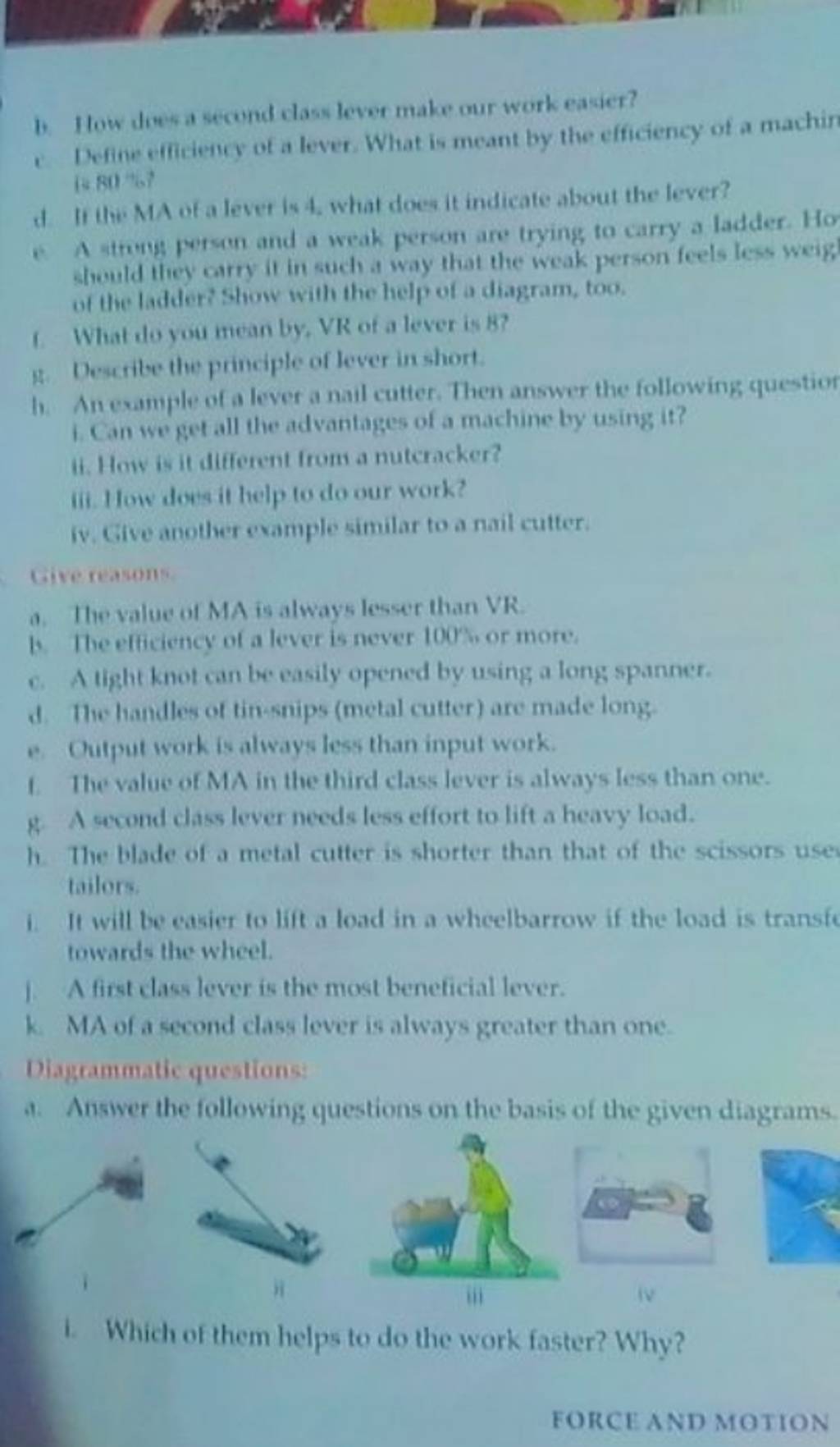 1. How diesta second dass lever make our work easier? 1. Define citicienc..