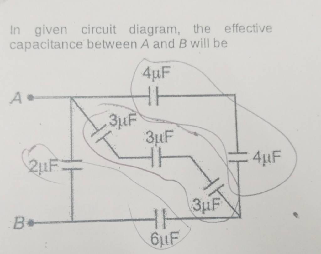 In Given Circuit Diagram, The Effective Capacitance Between A And B Will