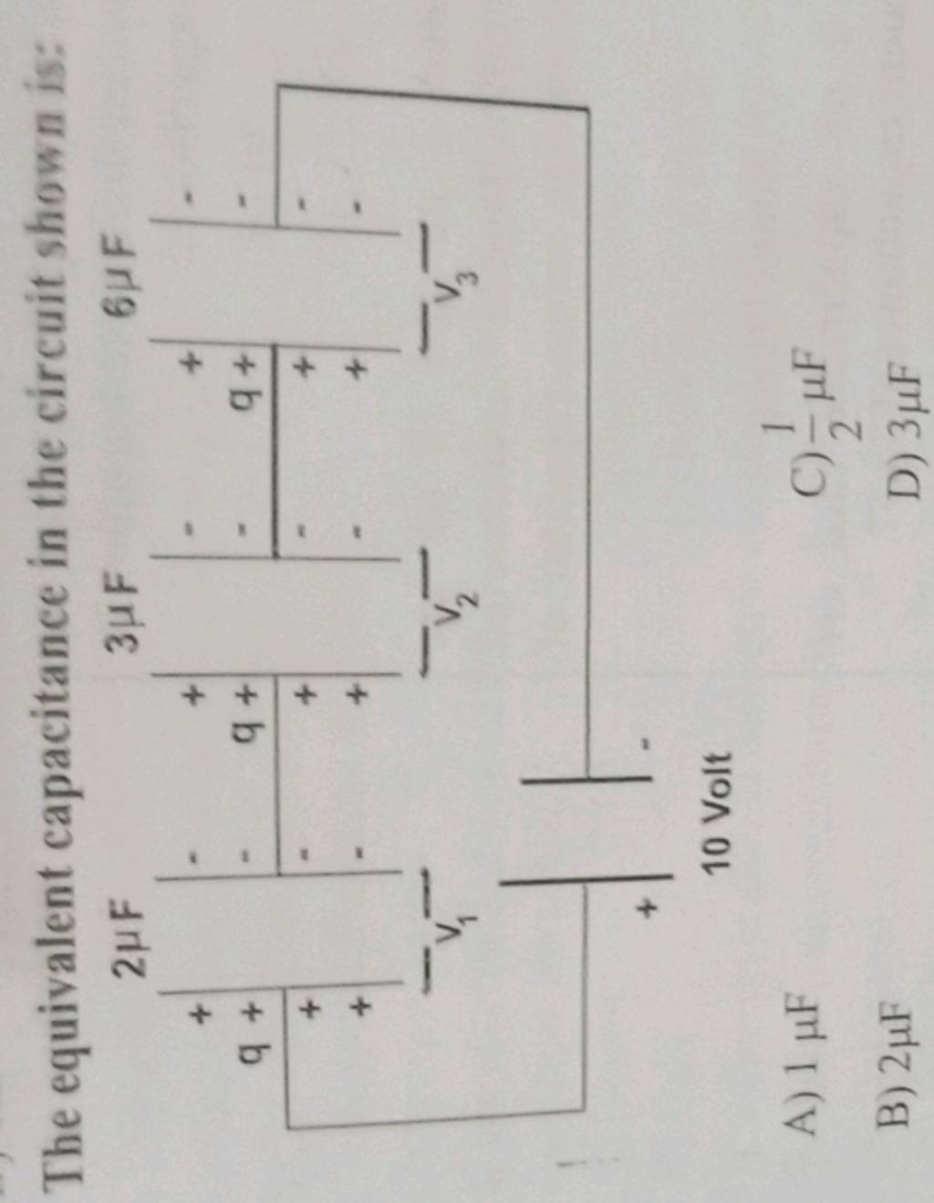 The equivalent capacitance in the circuit shown is Filo