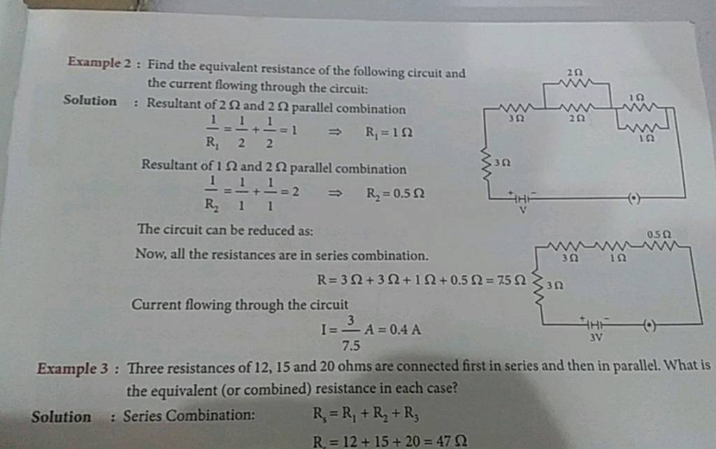 Example 2 Find the equivalent resistance of the following circuit and t..